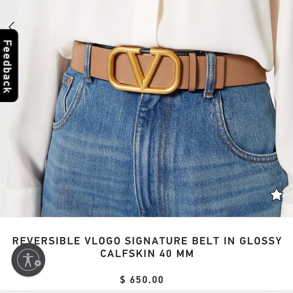 VALENTINO REVERSIBLE VLOGO BELT IN GLOSSY CALFSKIN 40 MM SMOKEY BEIGE SIZE 85